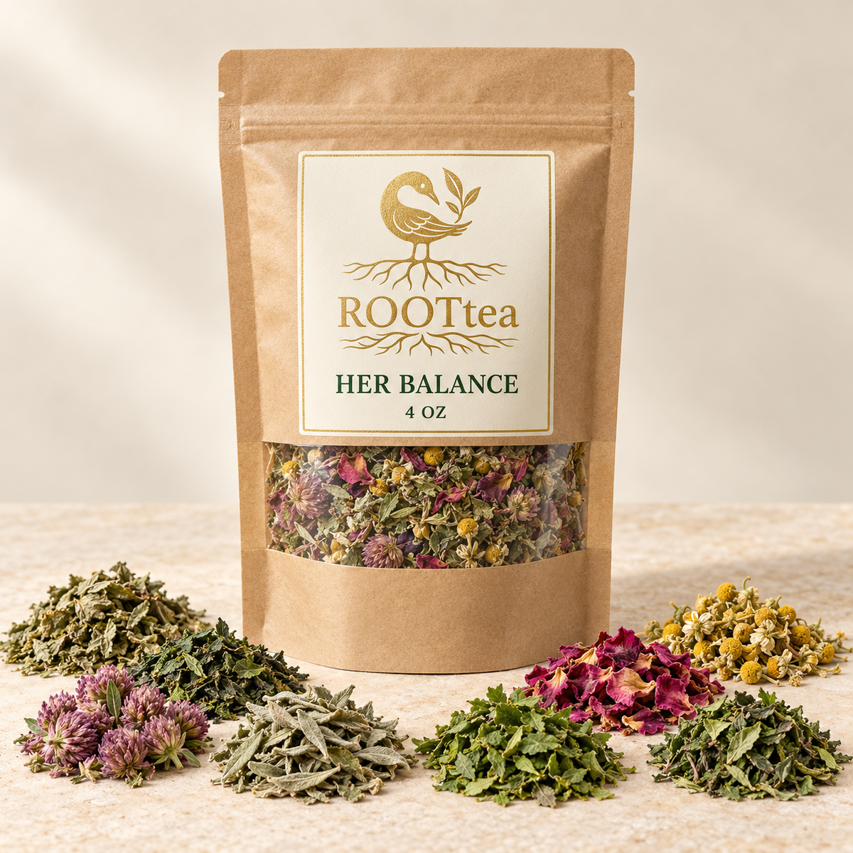 Her Balance loose-leaf herbal tea pouch