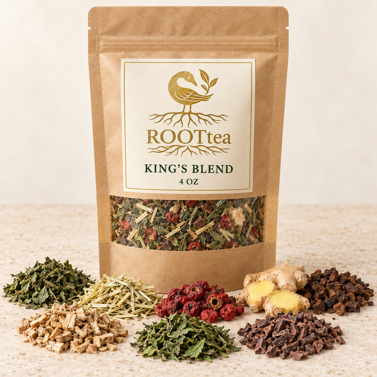 King’s Blend loose-leaf herbal tea pouch